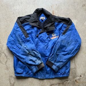 Vtg Stone Creek Mesh Lined Windbreaker Full Zip Adjustable Fish Embroidery Large